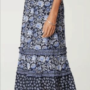 J. Jill Navy and White Floral A-Line Skirt